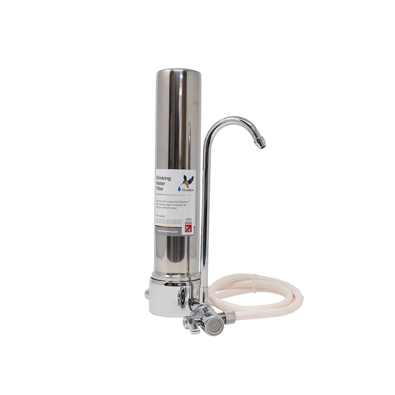 Doulton W9331208 HCS Countertop Filter System, Tap Fit 10 in UltraCarb Short Thread Element BSP Mount, Superb Taste Drinking Water Filter